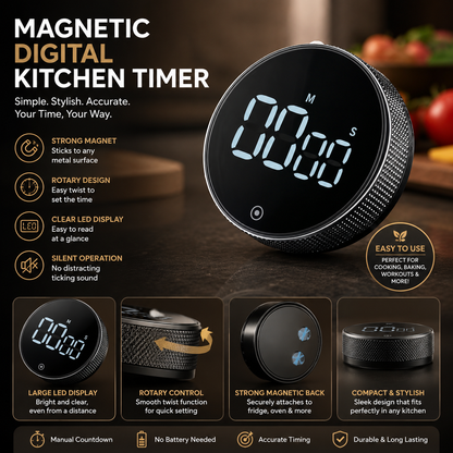 Magnetic Digital Kitchen Timer - VivyBox